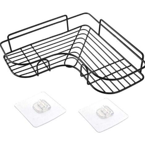Mensola da Bagno a Parete con Due Ganci Adesivi Organizzatore di Stoccaggio Antiruggine Senza Foratura Adatto per Dormitori e Cucina Nero