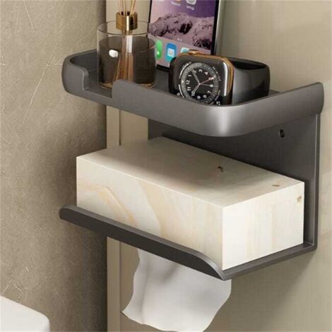 Mensola da bagno e portarotolo senza foratura - Doppio strato esteso (doppio uso) Grigio scuro 17,69,511 cm