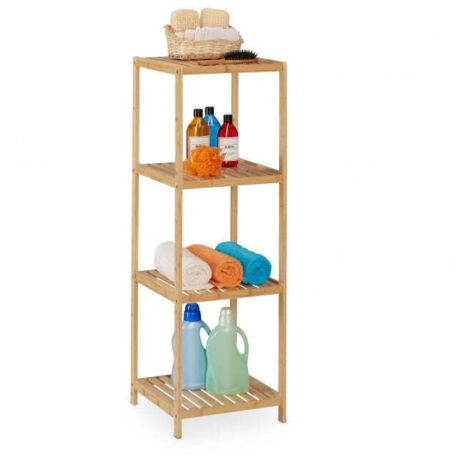 Mensola da bagno in bambu 4 ripiani