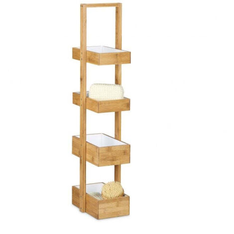 Mensola da bagno in bambu con 4 scomparti 88308
