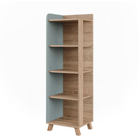 Mensola da bagno Karen, Sonoma/blu, 40 x 128 cm con 4 scomparti, Vicco