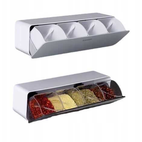 MENSOLA DA CUCINA Distributore di avena e spezie 8 posti 2 CONTENITORI Organizer 30 cm
