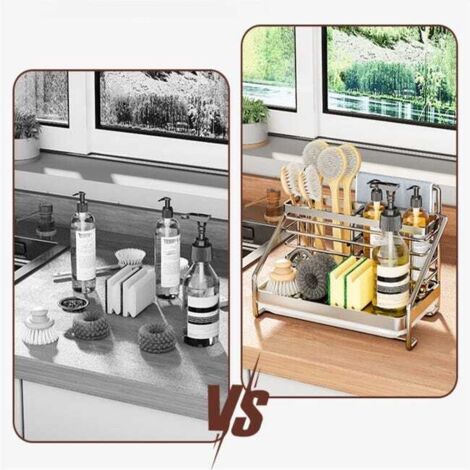 Mensola da cucina lineare in acciaio inox con drenaggio efficiente (motivo ondulato), 251517 cm, colore metallizzato