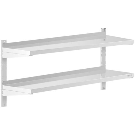 Mensola da cucina professionale in acciaio inox con 2 ripiani 40 x 120 cm 140001552