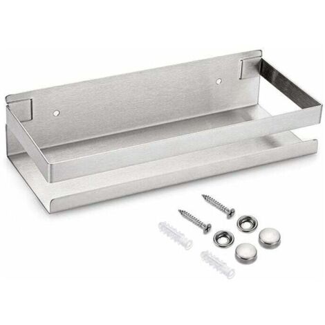 Mensola da doccia sospesa in acciaio inox, cestino da cucina a parete per riporre gli oggetti (argento, 23 cm)