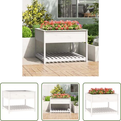 Mensola da giardino - Fioriera Mensola Bianca 111,5x111,5x81cm Legno Massello di Pino