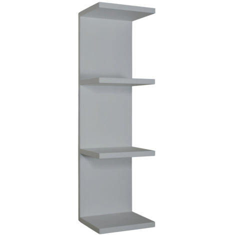 Mensola da Muro, Libreria Sospesa, Libreria da Parete, Scaffale da Parete, Grigio Sasso, 25,5x93 p23,7 cm - Libreria Pettine