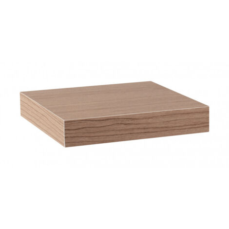 Mensola da Muro, Mensola Tamburata, Scaffale Legno, Mensola da Parete, Noce Canaletto, 25x25x3,8 cm - Minerva