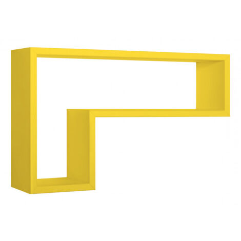 Mensola da Muro, Pensile Bagno, Mensola da Parete, Scaffale da Parete, Giallo Canarino, 61x37 p15,5 cm - Lettera