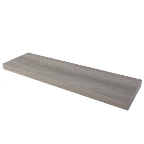 Mensola da muro sospesa in legno con bordo squadrato fissaggio con tasselli a scomparsa -Bianco / 120 x 30 x 1.8 cm