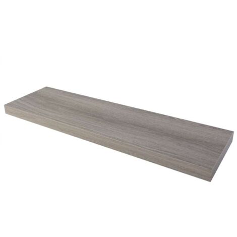 Mensola da muro sospesa in legno con bordo squadrato fissaggio con tasselli a scomparsa -Bianco / 120 x 40 x 1.8 cm