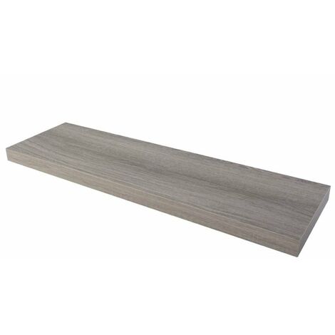 Mensola da muro sospesa in legno con bordo squadrato fissaggio con tasselli a scomparsa -Rovere Grigio / 100 x 20 x 1.8 cm