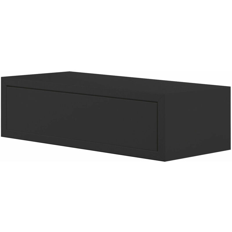 Mensola da Parete 1 Cassetto 45x13,4x20 cm in Fibra di Legno Lego Nero