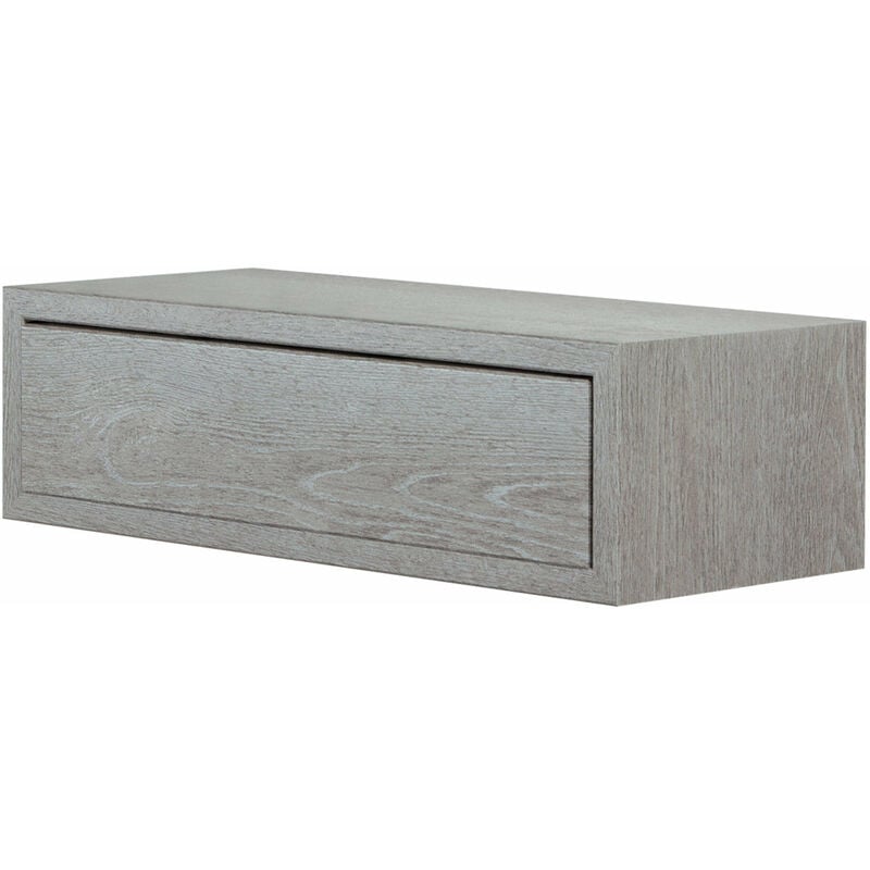 Mensola da Parete 1 Cassetto 45x13,4x20 cm in Fibra di Legno Lego Rovere Grigio New