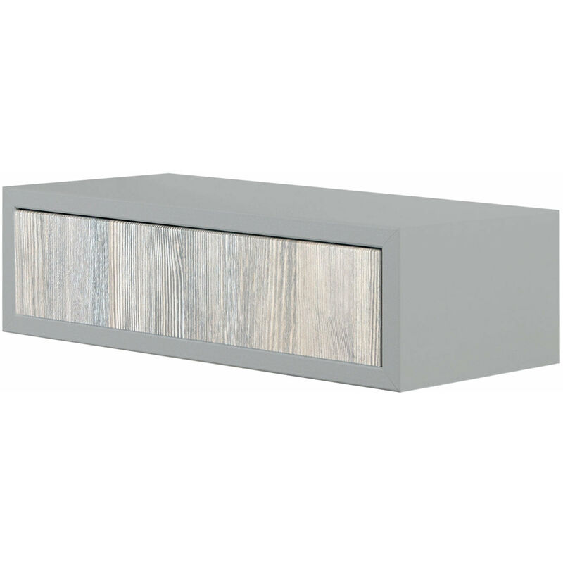 Mensola da Parete 1 Cassetto 45x13,4x20 cm in Fibra di Legno Lego Sasso e Rovere Grigio