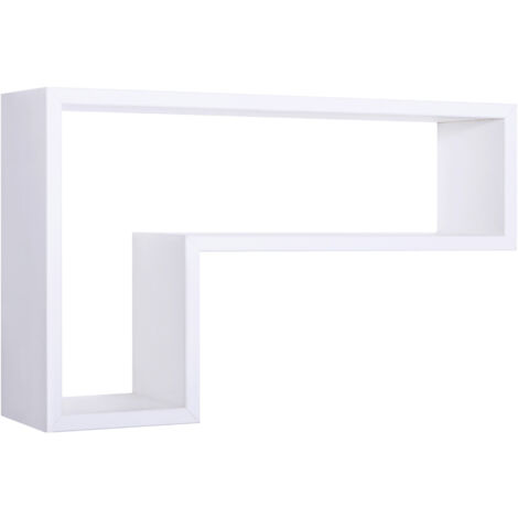 Mensola da Parete a Forma di L 61x37x15,5 cm in Fibra di Legno Lettera Bianco