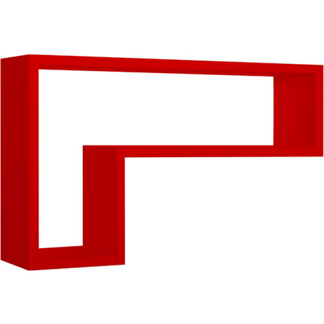 Mensola da Parete a Forma di L 61x37x15,5 cm in Fibra di Legno Lettera Rosso
