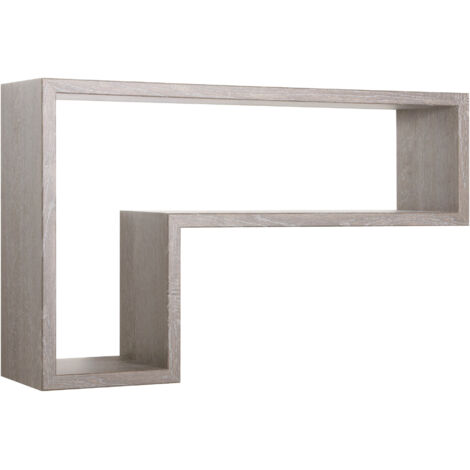Mensola da Parete a Forma di L 61x37x15,5 cm in Fibra di Legno Lettera Rovere Grigio New