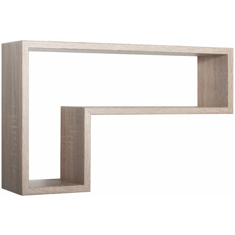 Mensola da Parete a Forma di L 61x37x15,5 cm in Fibra di Legno Lettera Rovere Sagerau