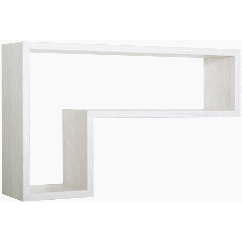 Mensola da Parete a Forma di l 61x37x15,5 cm in Fibra di Legno Lettera Rovere Sbiancato