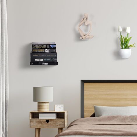 Mensola da parete bianca [set da 4] - Robusta mensola da parete sospesa per casa, ufficio, camera da letto, soggiorno - Mensola invisibile per libri e decorazioni con accessori di montaggio