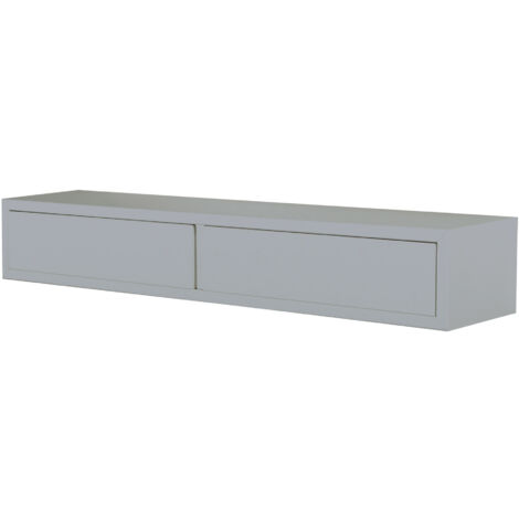 Mensola da Parete con 2 Cassetti 88,2x13,4x20 cm in Fibra di Legno Domino Grigio