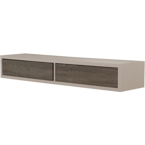 Mensola da Parete con 2 Cassetti 88,2x13,4x20 cm in Fibra di Legno Domino Marrone e Noce