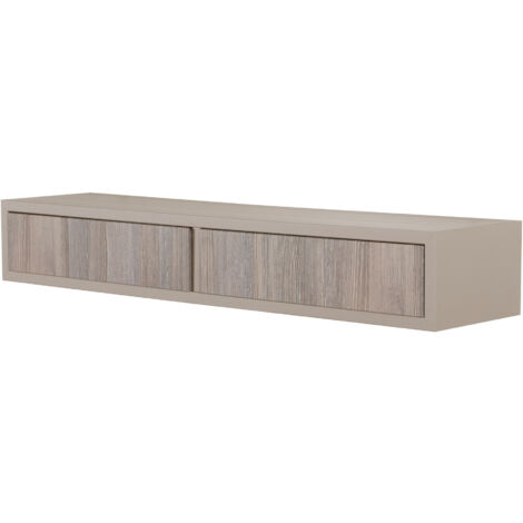 Mensola da Parete con 2 Cassetti 88,2x13,4x20 cm in Fibra di Legno Domino Marrone e Rovere Moka