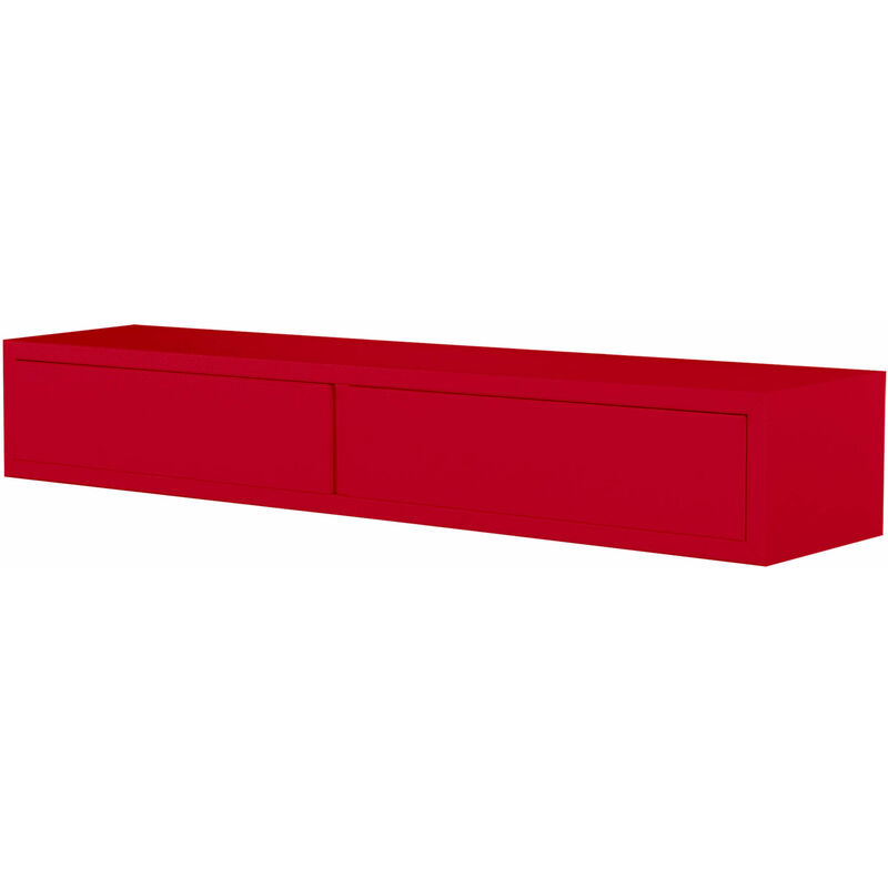 Giordanoshop - Mensola da Parete con 2 Cassetti 88,2x13,4x20 cm in Fibra di Legno Domino Rosso