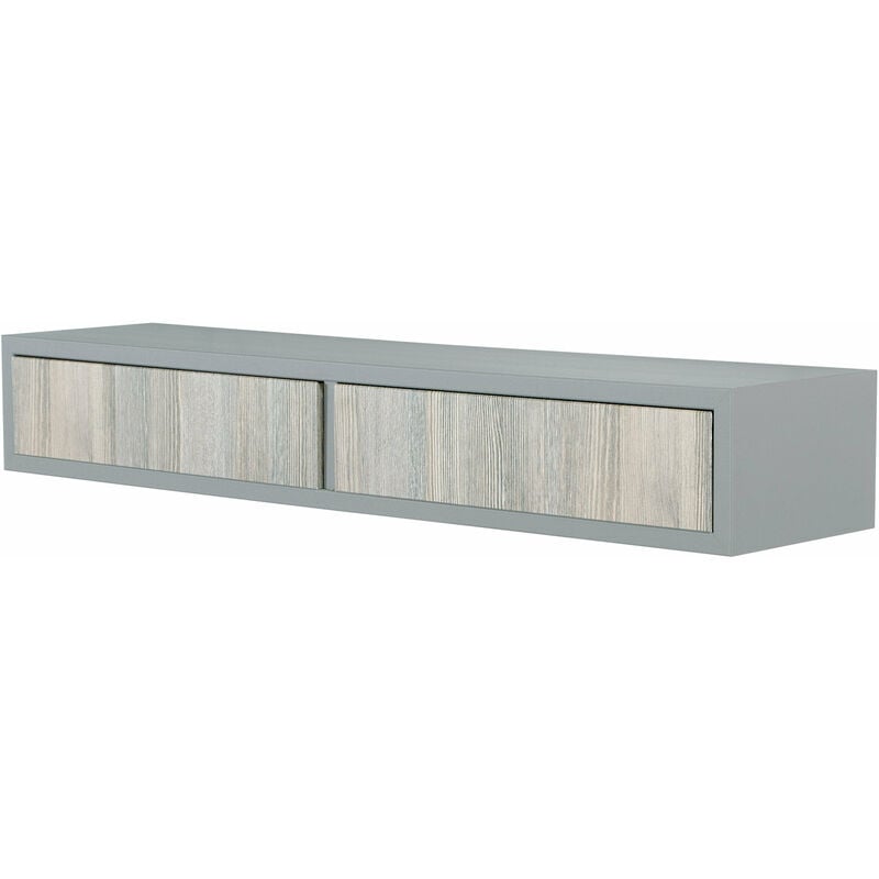 Giordanoshop - Mensola da Parete con 2 Cassetti 88,2x13,4x20 cm in Fibra di Legno Domino Sasso e Rovere Grigio