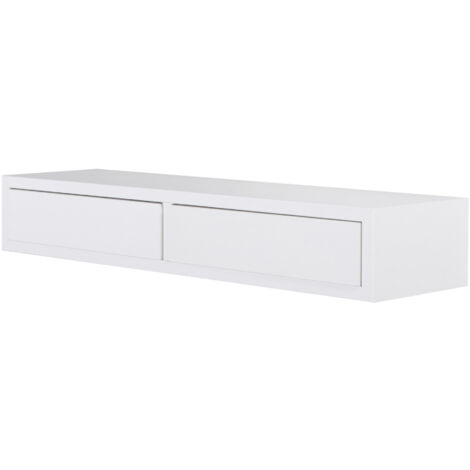 Mensola da Parete con 2 Cassetti 88,2x13,4x23,7 cm in Fibra di Legno Domino Maxi Bianco