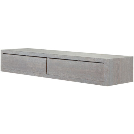 Mensola da Parete con 2 Cassetti 88,2x13,4x23,7 cm in Fibra di Legno Domino Maxi Rovere Grigio New