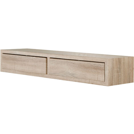 Mensola da Parete con 2 Cassetti 88,2x13,4x23,7 cm in Fibra di Legno Domino Maxi Rovere Sagerau