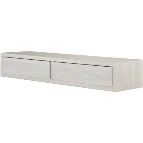 Mensola da Parete con 2 Cassetti 88,2x13,4x23,7 cm in Fibra di Legno Domino Maxi Rovere Sbiancato
