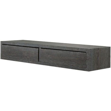 Mensola da Parete con 2 Cassetti 88,2x13,4x23,7 cm in Fibra di Legno Domino Maxi Rovere Scuro