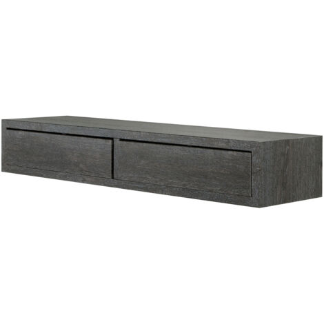 Mensola da parete con 2 cassetti soggiorno design moderno Domino Maxi - Marrone