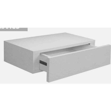 Mensola da Parete con Cassetto Bianca, Design Moderno/Classico 40x24x10 cm