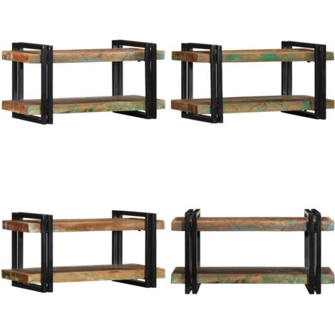 Mensola da Parete Multicolore in Legno Massello di Recupero - Scaffale a muro - Legno massello riciclato
