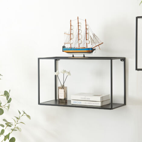 Mensola da Parete Notodden Telaio Rettangolare 60 x 25 x 35 cm Acciaio Nero [en.casa]
