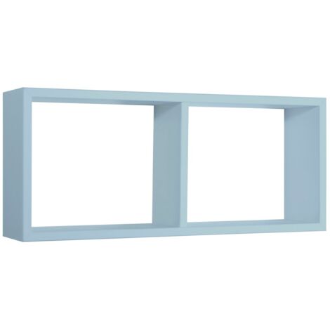 Mensola da parete scaffale 2 scomparti azzurro salotto camera soggiorno moderno Morgana