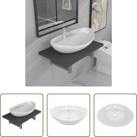 Mensola da parete -  Set Mobili da Bagno 2 pz Ceramica Grigio