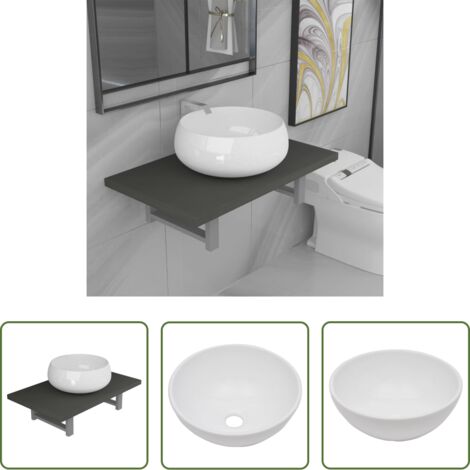 Mensola da parete -  Set Mobili da Bagno 2 pz Ceramica Grigio