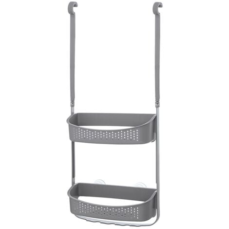 FERIDRAS per Doccia Portaoggetti da Appendere 2 Ripiani PVC Fox - Colore: Grigio