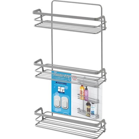 FERIDRAS MENSOLA DOCCIA RETTANGOLARE 3 RIPIANI IN ACCIAIO LINEA LINDA L26,4xP10xH49,5cm