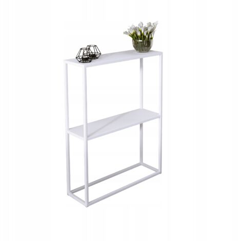 Mensola doppia per ingresso realizzata con profili metallici 15x15 60x20 Bianco Opaco