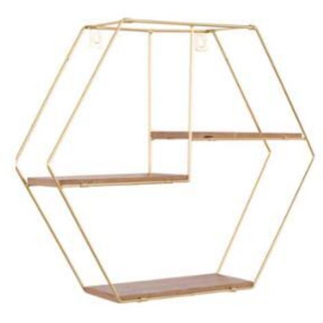 MENSOLA ESAGONALE 39,5X10X36CM IN METALLO ORO