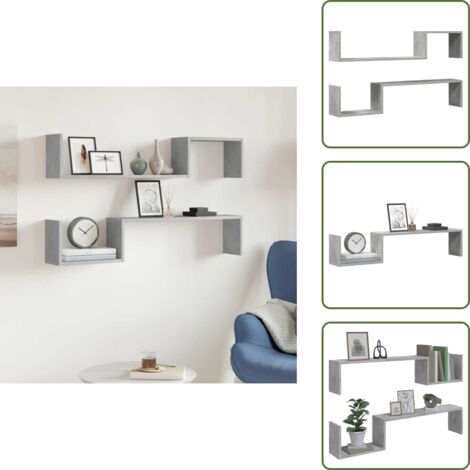 Mensola grigio cemento - vidaXL Mensole Parete 2pz Grigio Cemento 100x15x20cm Legno Multistrato -