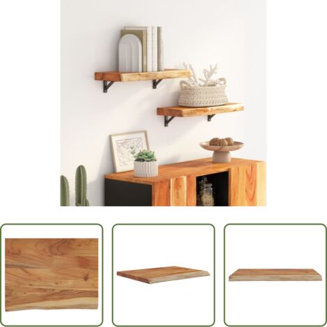 Mensola in legno -  Mensola a Muro 40x30x3,8cm Rettangolare Legno Acacia Bordi Vivi