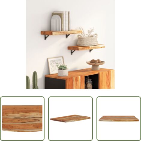 Mensola in legno -  Mensola a Muro 50x30x2,5cm Rettangolare Legno Acacia Bordi Vivi