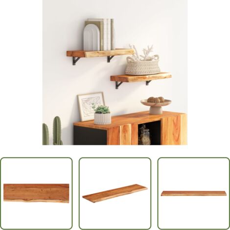 Mensola in legno -  Mensola a Muro 60x20x3,8cm Rettangolare Legno Acacia Bordi Vivi